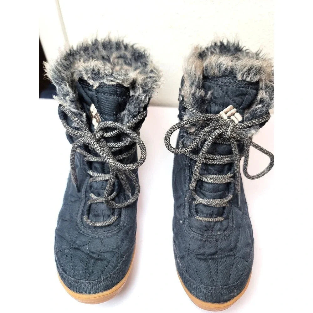 Columbia Women's Black Minx Shorty III‎ Waterproof Quilted Winter Boots Faux Fur